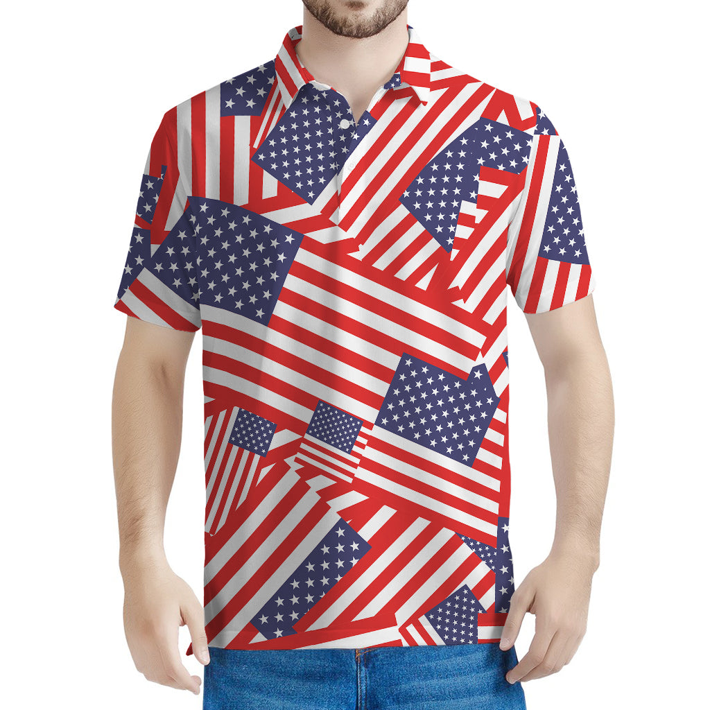 Independence Day USA Flag Pattern Print Men's Polo Shirt