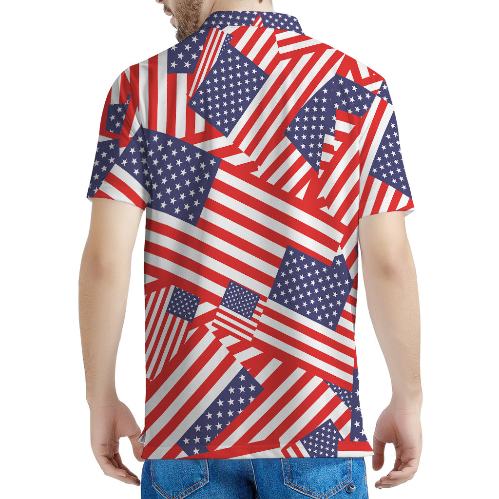 Independence Day USA Flag Pattern Print Men's Polo Shirt