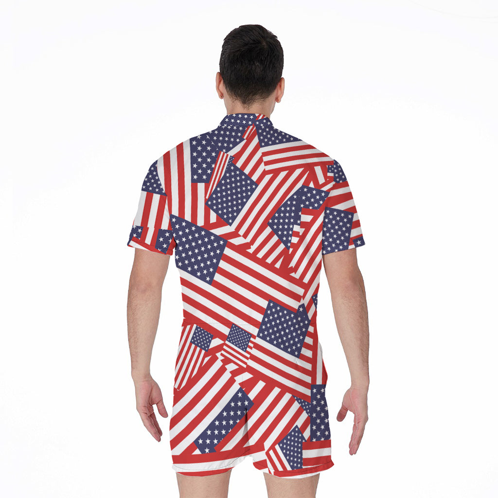 Independence Day USA Flag Pattern Print Men's Rompers