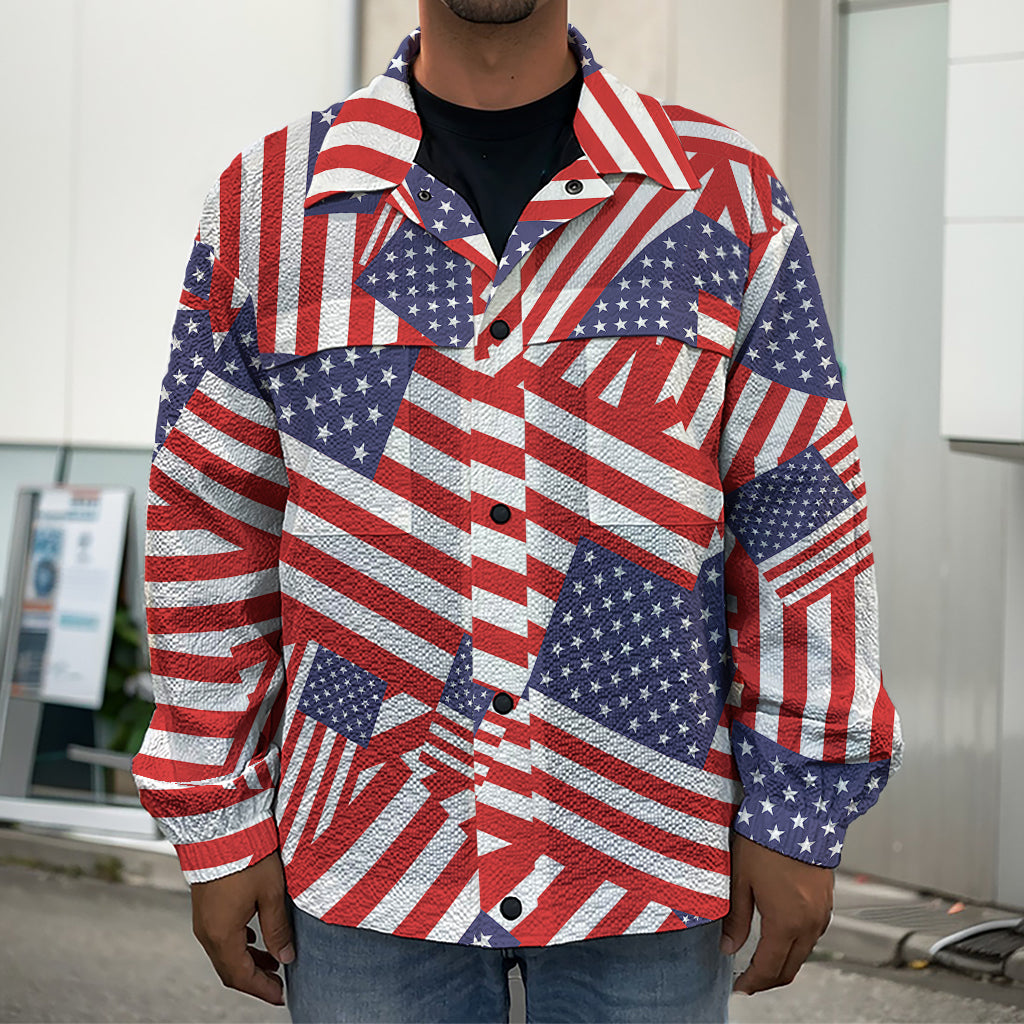 Independence Day USA Flag Pattern Print Men's Shirt Jacket