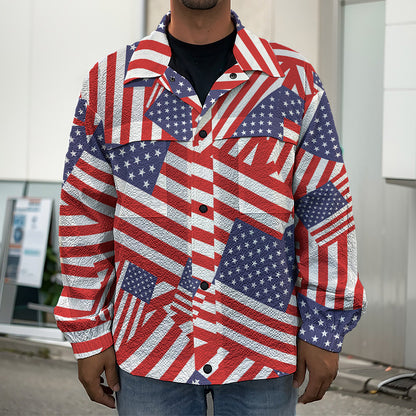 Independence Day USA Flag Pattern Print Men's Shirt Jacket