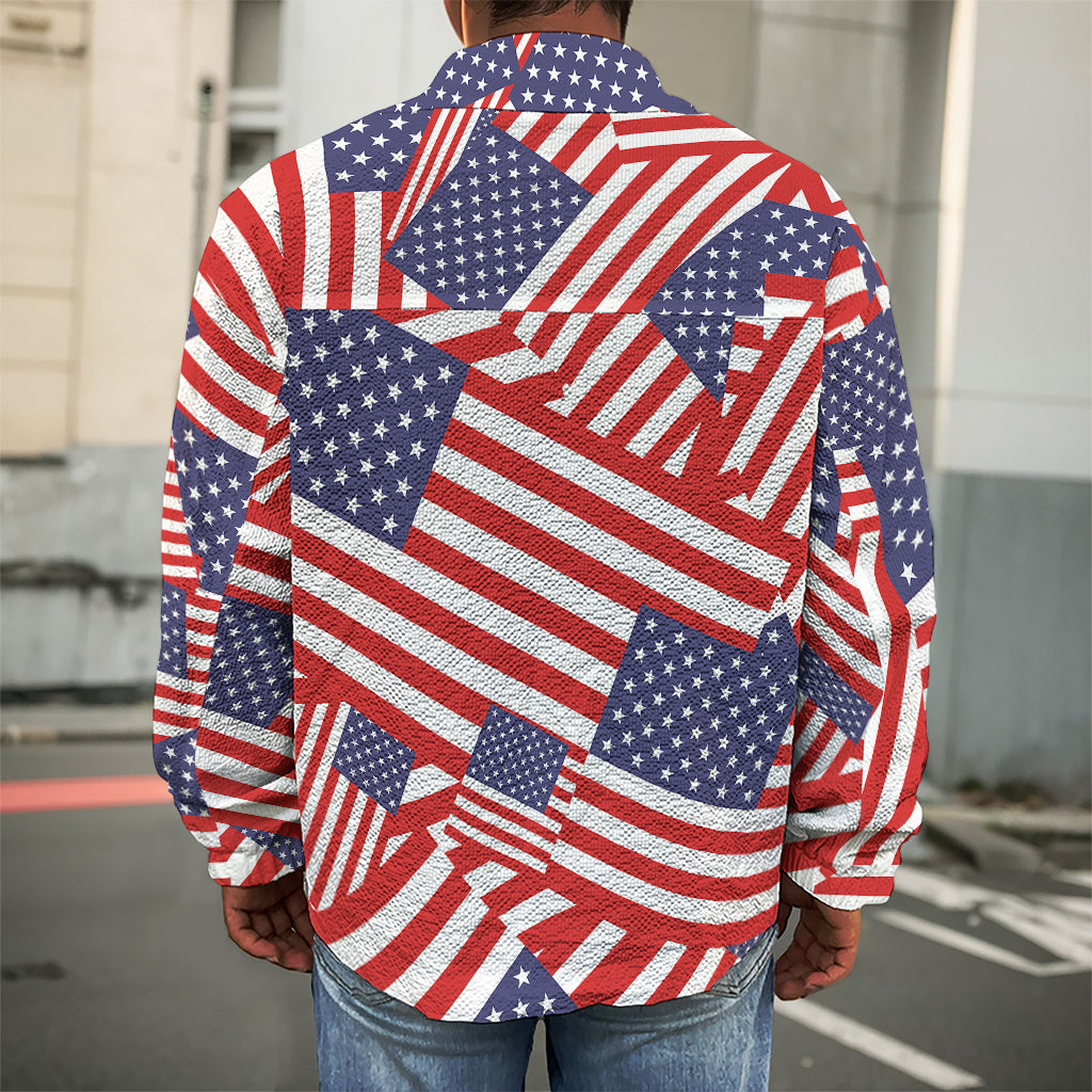 Independence Day USA Flag Pattern Print Men's Shirt Jacket