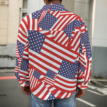 Independence Day USA Flag Pattern Print Men's Shirt Jacket