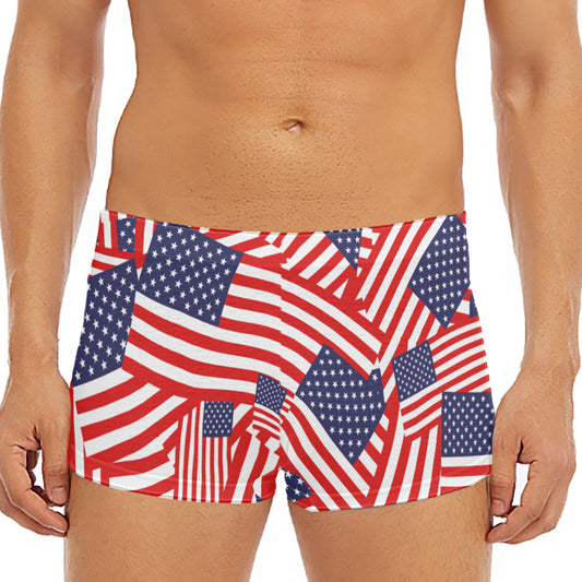 Independence Day USA Flag Pattern Print Men's Short Boxer Briefs