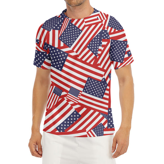 Independence Day USA Flag Pattern Print Men's Short Sleeve Rash Guard