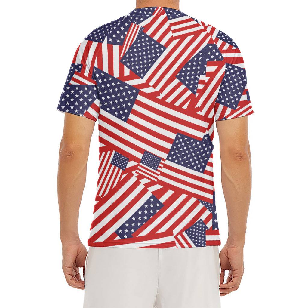 Independence Day USA Flag Pattern Print Men's Short Sleeve Rash Guard
