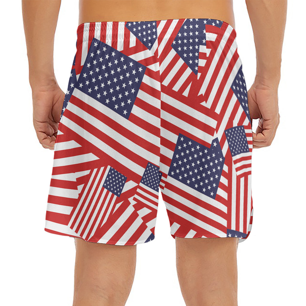 Independence Day USA Flag Pattern Print Men's Split Running Shorts
