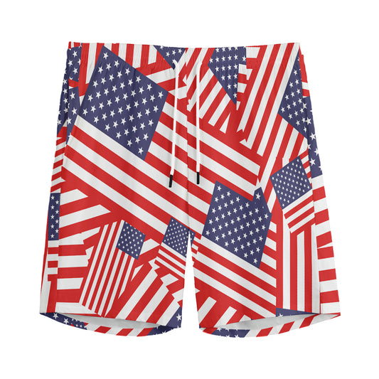 Independence Day USA Flag Pattern Print Men's Sports Shorts