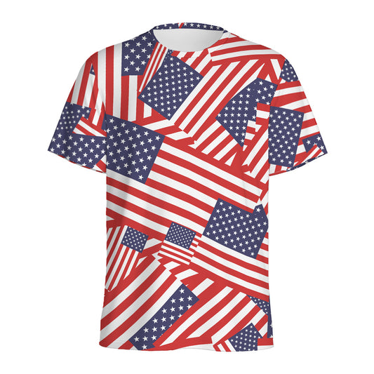 Independence Day USA Flag Pattern Print Men's Sports T-Shirt