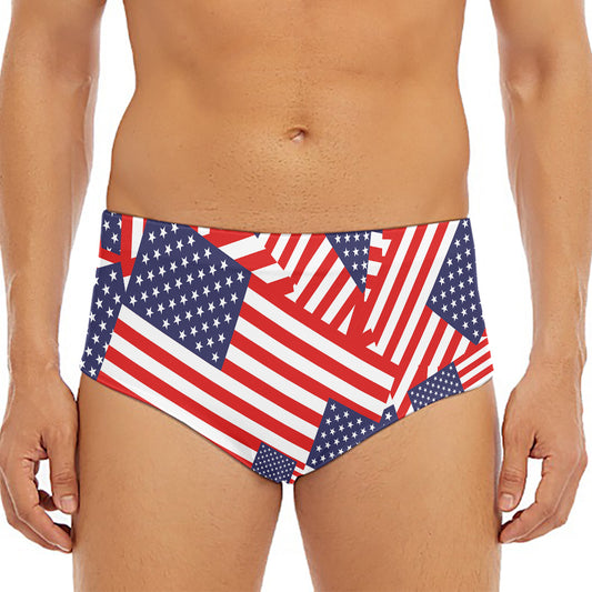 Independence Day USA Flag Pattern Print Men's Triangle Swim Briefs