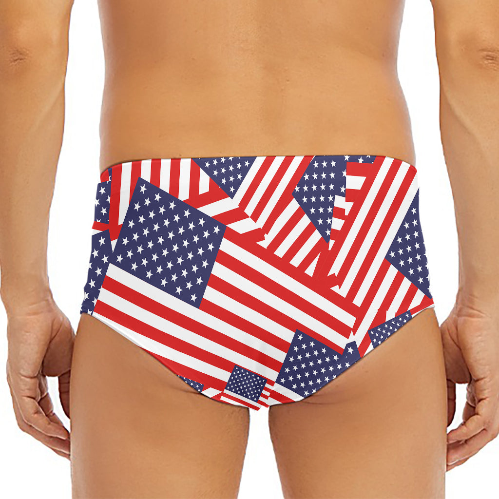Independence Day USA Flag Pattern Print Men's Triangle Swim Briefs