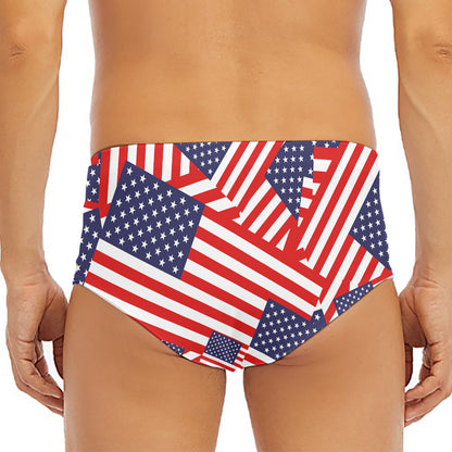 Independence Day USA Flag Pattern Print Men's Triangle Swim Briefs