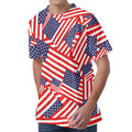 Independence Day USA Flag Pattern Print Men's Velvet T-Shirt
