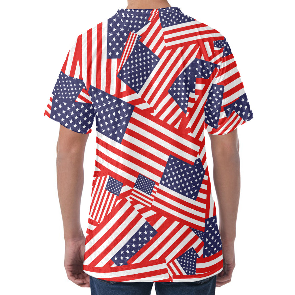 Independence Day USA Flag Pattern Print Men's Velvet T-Shirt