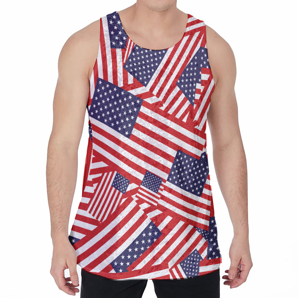 Independence Day USA Flag Pattern Print Men's Velvet Tank Top