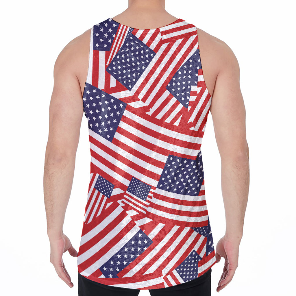 Independence Day USA Flag Pattern Print Men's Velvet Tank Top