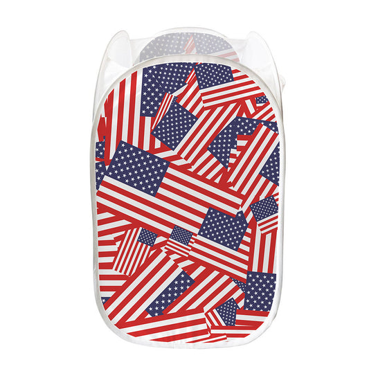 Independence Day USA Flag Pattern Print Mesh Laundry Hamper