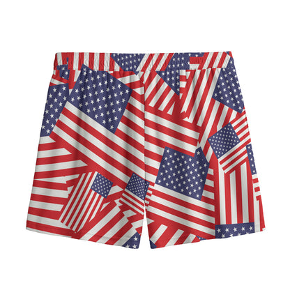 Independence Day USA Flag Pattern Print Mesh Shorts