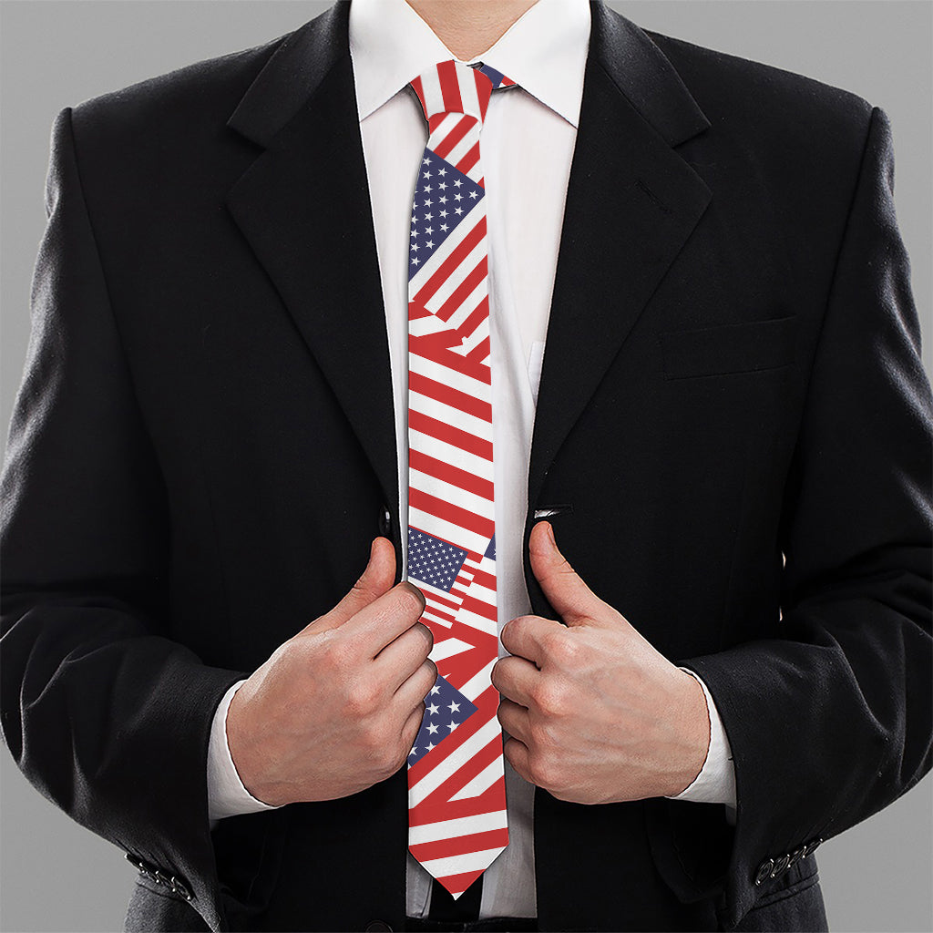 Independence Day USA Flag Pattern Print Necktie