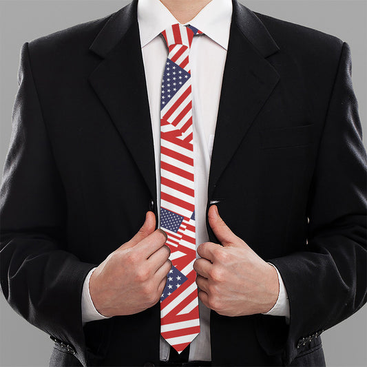 Independence Day USA Flag Pattern Print Necktie