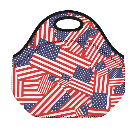Independence Day USA Flag Pattern Print Neoprene Lunch Bag