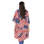Independence Day USA Flag Pattern Print Open Front Beach Cover Up