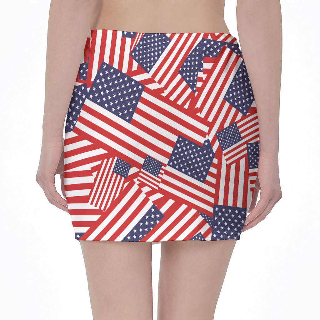Independence Day USA Flag Pattern Print Pencil Mini Skirt