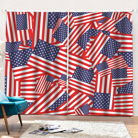 Independence Day USA Flag Pattern Print Pencil Pleat Curtains