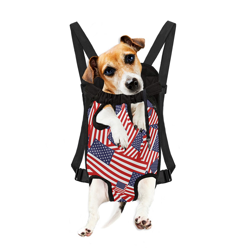 Independence Day USA Flag Pattern Print Pet Carrier Backpack