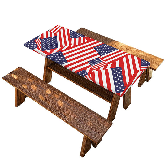 Independence Day USA Flag Pattern Print Picnic Table Cover