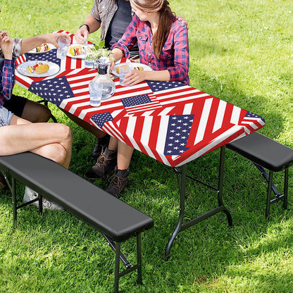 Independence Day USA Flag Pattern Print Picnic Table Cover