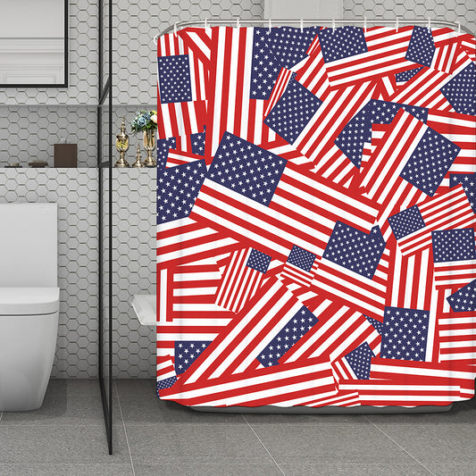 Independence Day USA Flag Pattern Print Polyester Shower Curtain