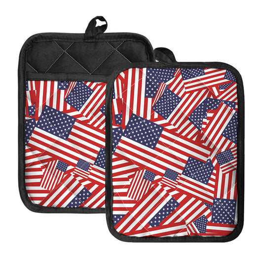 Independence Day USA Flag Pattern Print Pot Holders With Pocket