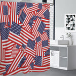 Independence Day USA Flag Pattern Print Premium Shower Curtain