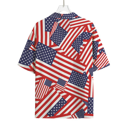 Independence Day USA Flag Pattern Print Rayon Hawaiian Shirt