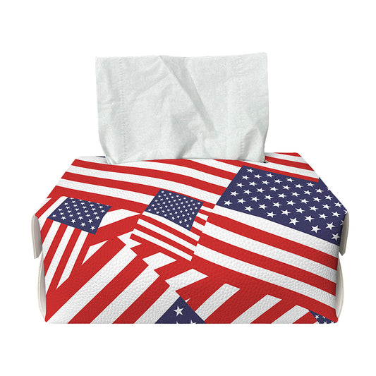 Independence Day USA Flag Pattern Print Rectangle Tissue Box Cover