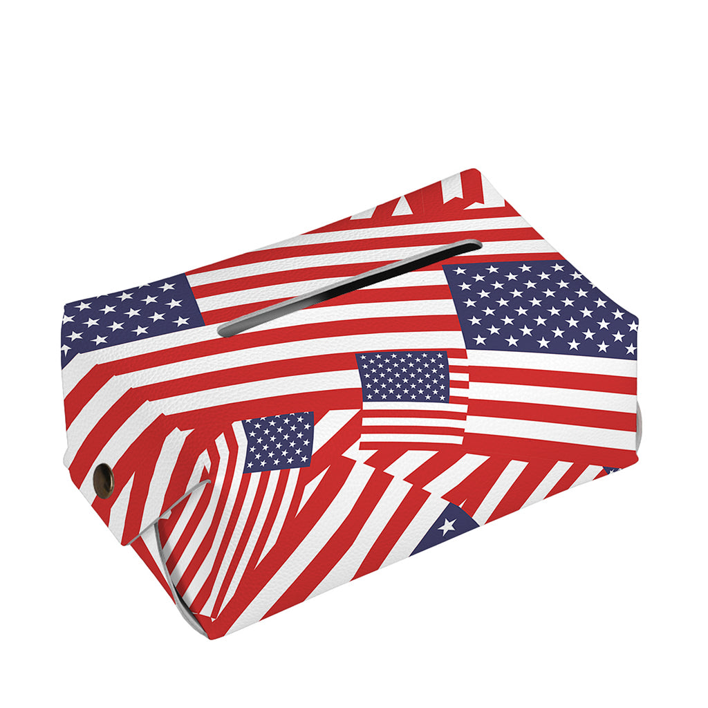 Independence Day USA Flag Pattern Print Rectangle Tissue Box Cover