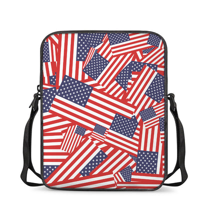 Independence Day USA Flag Pattern Print Rectangular Crossbody Bag