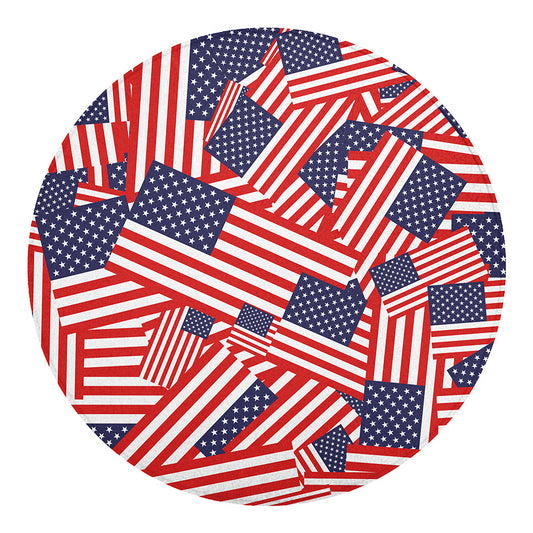 Independence Day USA Flag Pattern Print Round Blanket