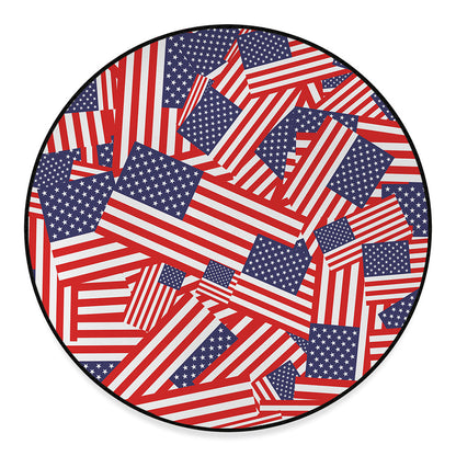 Independence Day USA Flag Pattern Print Round Floor Mat