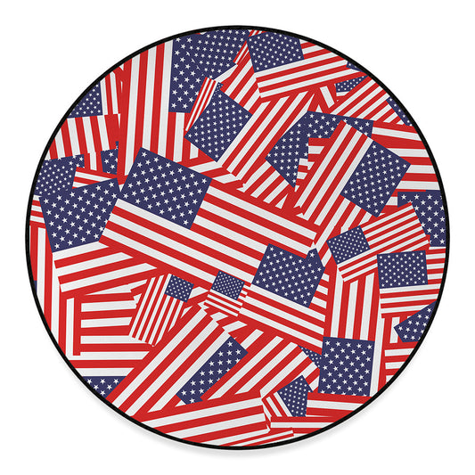 Independence Day USA Flag Pattern Print Round Floor Mat