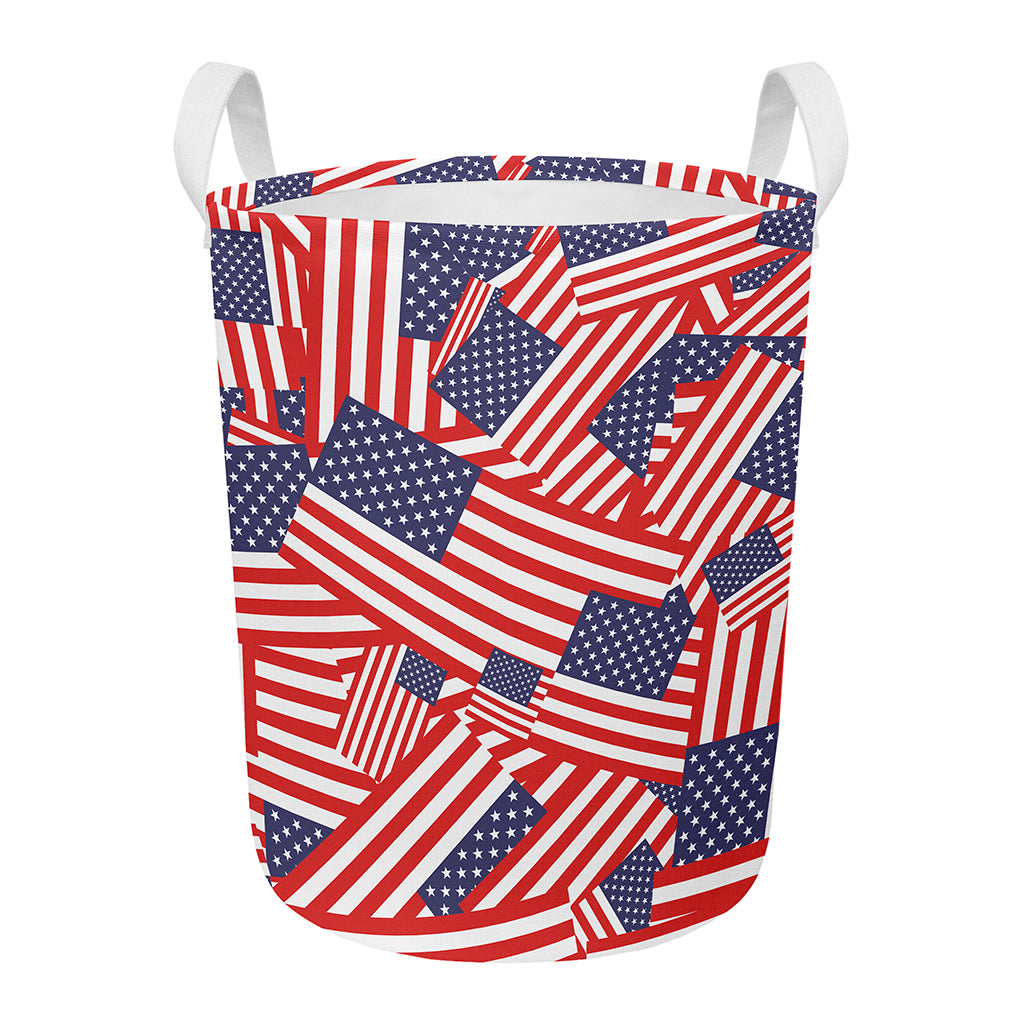 Independence Day USA Flag Pattern Print Round Laundry Basket