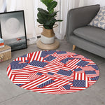 Independence Day USA Flag Pattern Print Round Rug