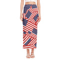 Independence Day USA Flag Pattern Print Side Slit Maxi Skirt