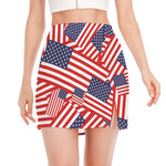 Independence Day USA Flag Pattern Print Side Slit Mini Skirt