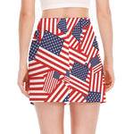 Independence Day USA Flag Pattern Print Side Slit Mini Skirt