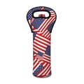 Independence Day USA Flag Pattern Print Single Neoprene Wine Tote