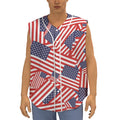 Independence Day USA Flag Pattern Print Sleeveless Baseball Jersey