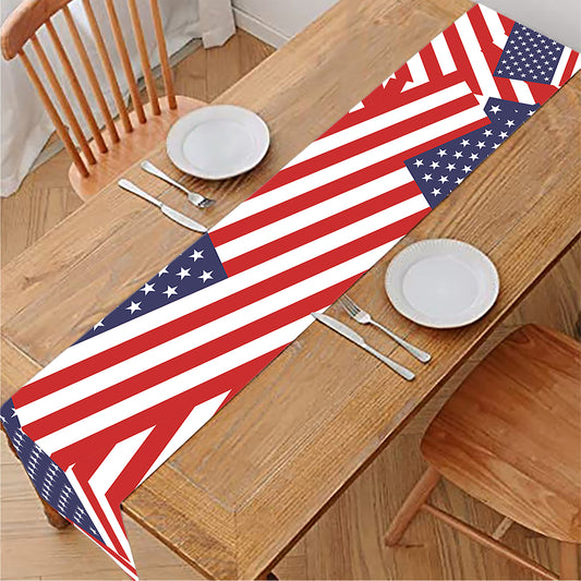 Independence Day USA Flag Pattern Print Table Runner