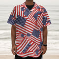 Independence Day USA Flag Pattern Print Textured Short Sleeve Shirt
